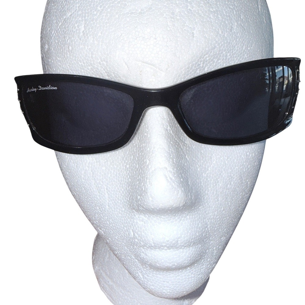 Vtg Harley Davidson Sunglasses HDS 443 Black Wrap Rhinestone 2004 Y2K Biker